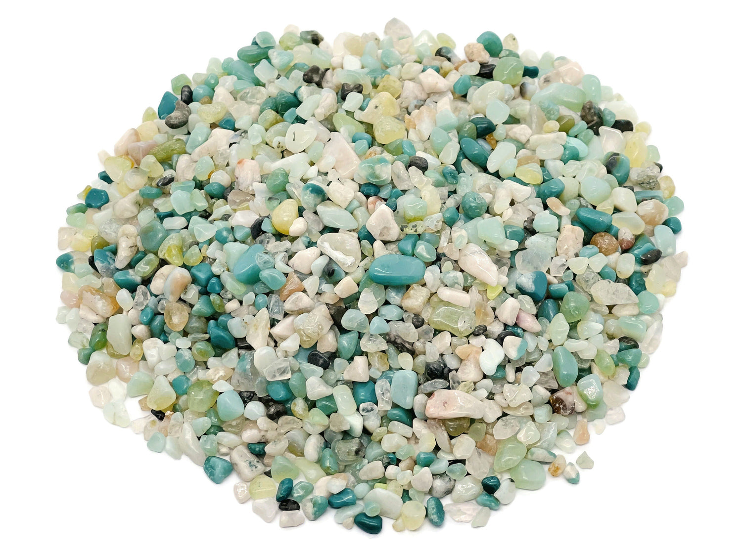 Green Flower Agate Crystal Chips - Semi Tumbled Stone - Bulk - 2-6mm - CP1169