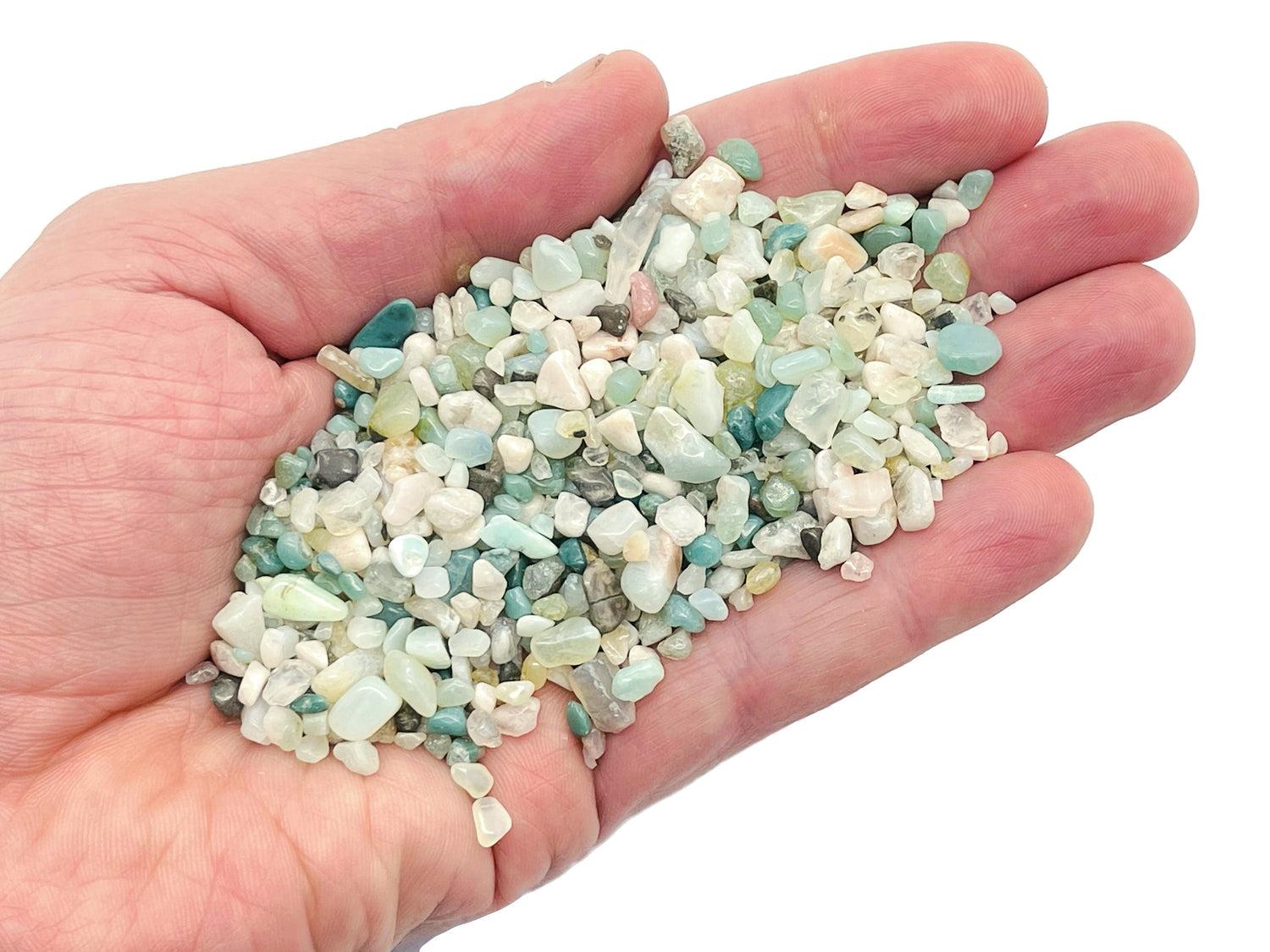 Green Flower Agate Crystal Chips - Semi Tumbled Stone - Bulk - 2-6mm - CP1169