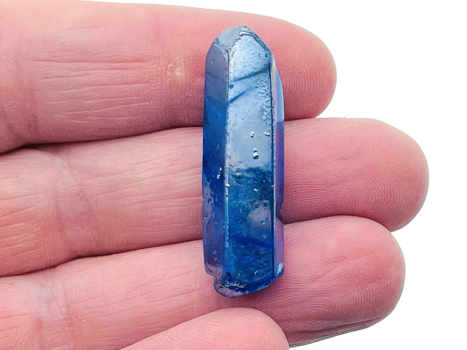 Dark Blue Aura Quartz Point Gemstone - Raw Stone - RA1234