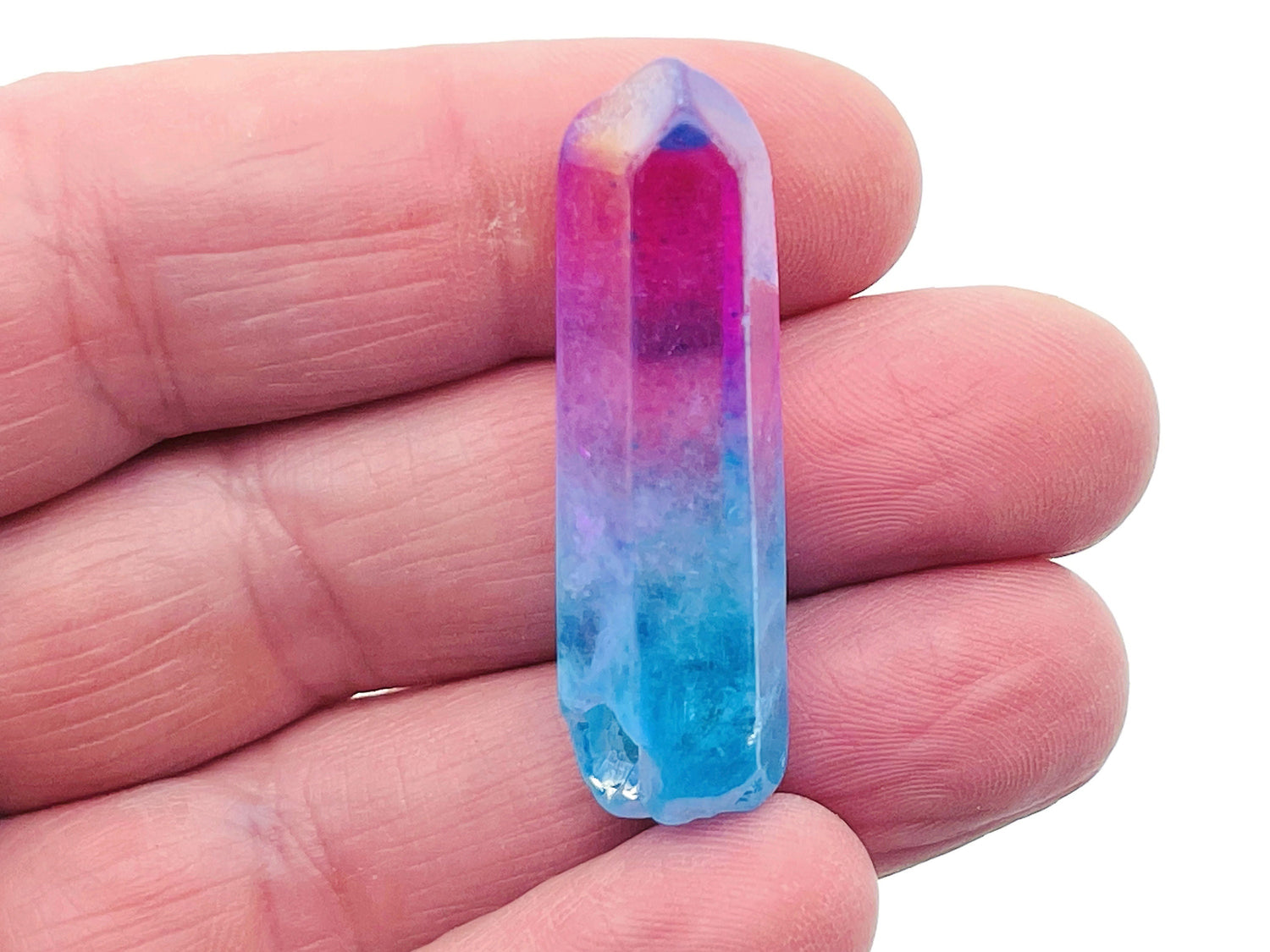 Rainbow Aura Quartz Point Gemstone - Purple-Blue Aura Stone - RA1239