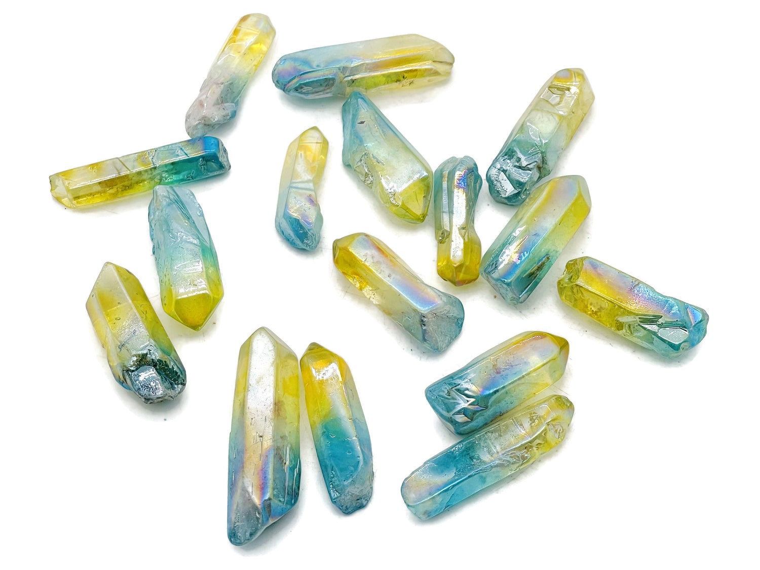 Rainbow Aura Quartz Point Gemstone - Yellow-Blue Aura Stone - RA1240