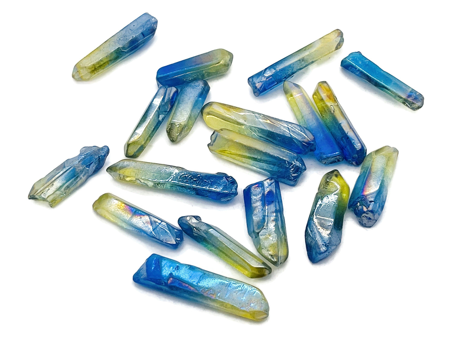 Rainbow Aura Quartz Point Gemstone - Dark Blue-Yellow Aura Stone - RA1242
