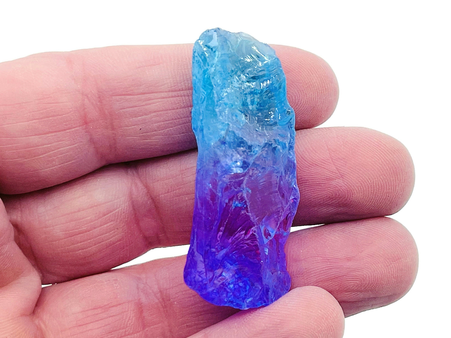 Rainbow Aura Quartz Point Gemstone - Rough Blue-Purple Aura Quartz Stone - RA1253