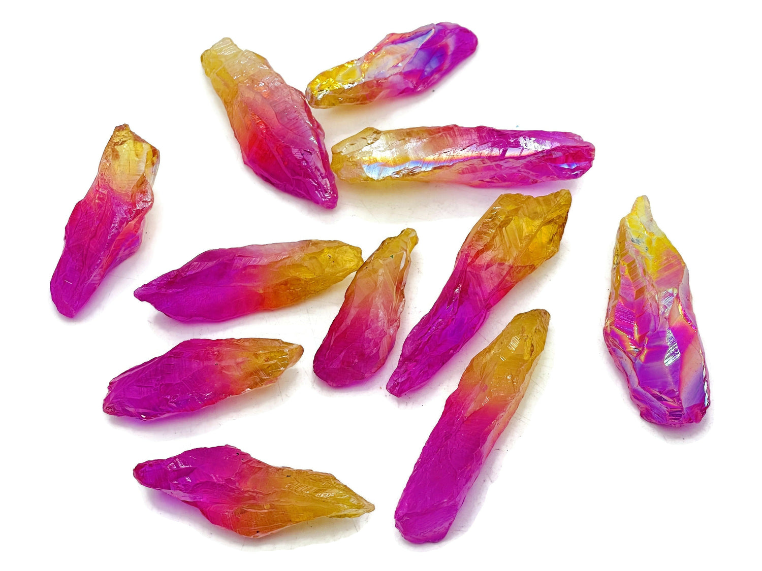 Rainbow Aura Quartz Point Gemstone - Rough Pink-Yellow Aura Quartz - RA1254