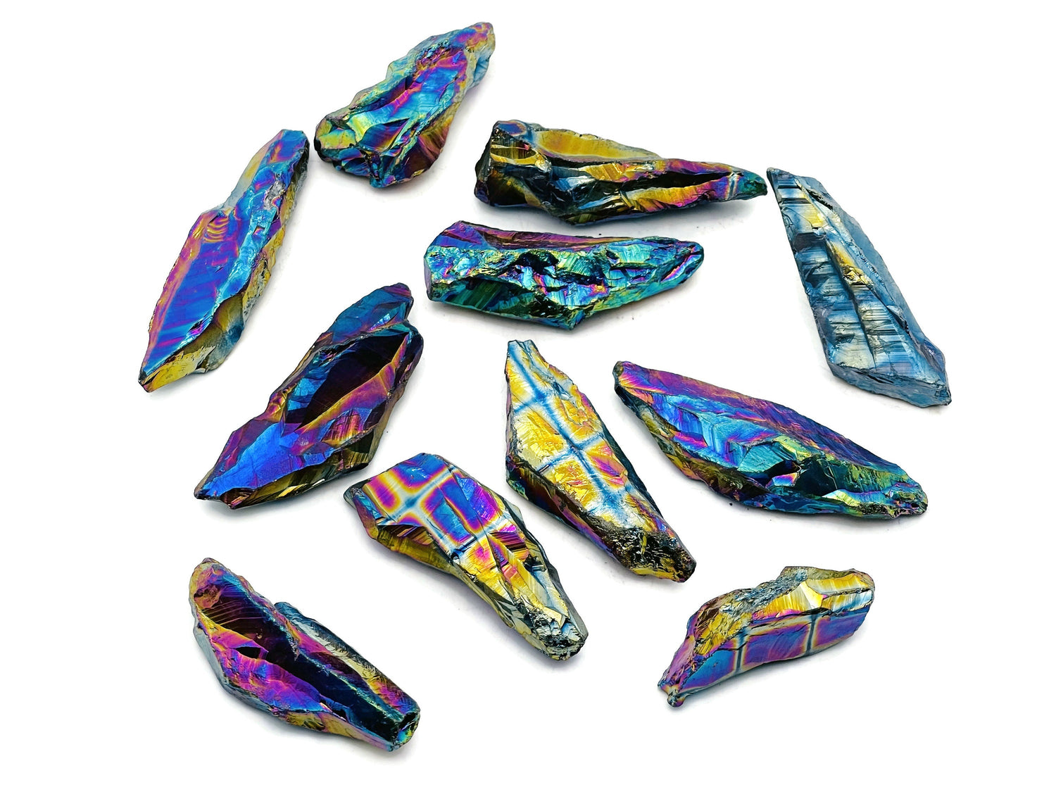 Rainbow Aura Quartz Point Gemstone - Titanium Aura Quartz - Raw Stone - RA1256