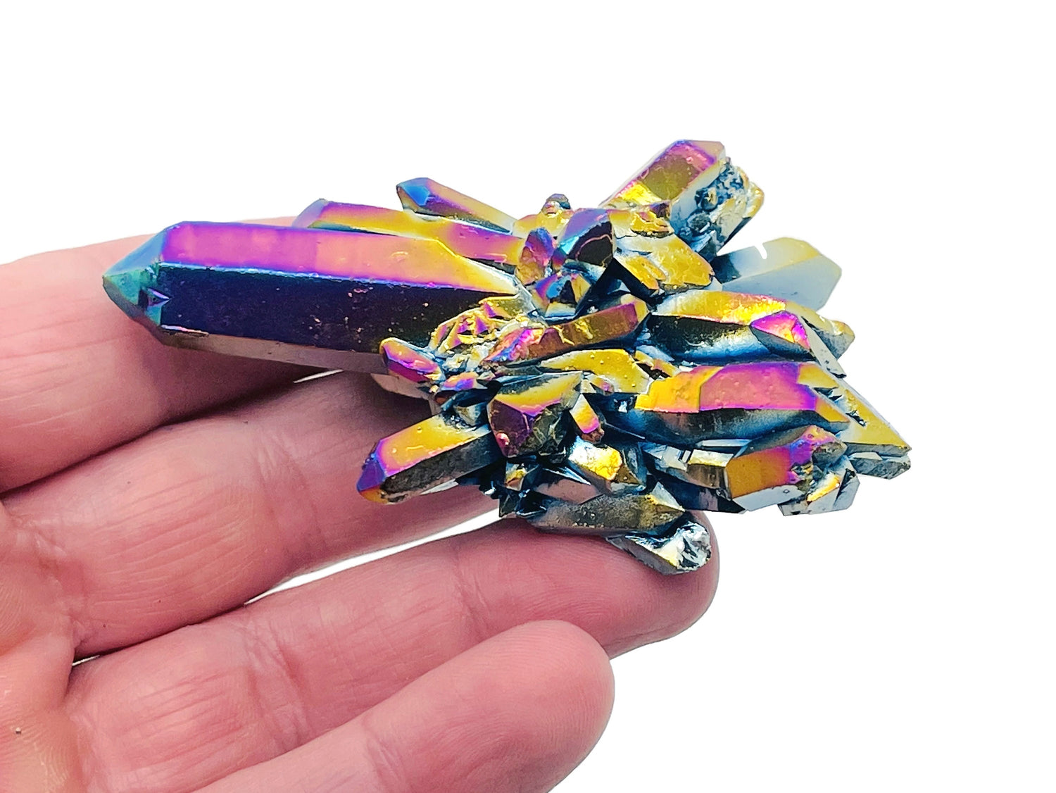 Rainbow Aura Amethyst Cluster Raw Gemstone - RA1075