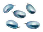 Blue natural pearl pendant from GemstoneGO, showcasing a smooth, round gemstone for jewelry making in a close-up shot.