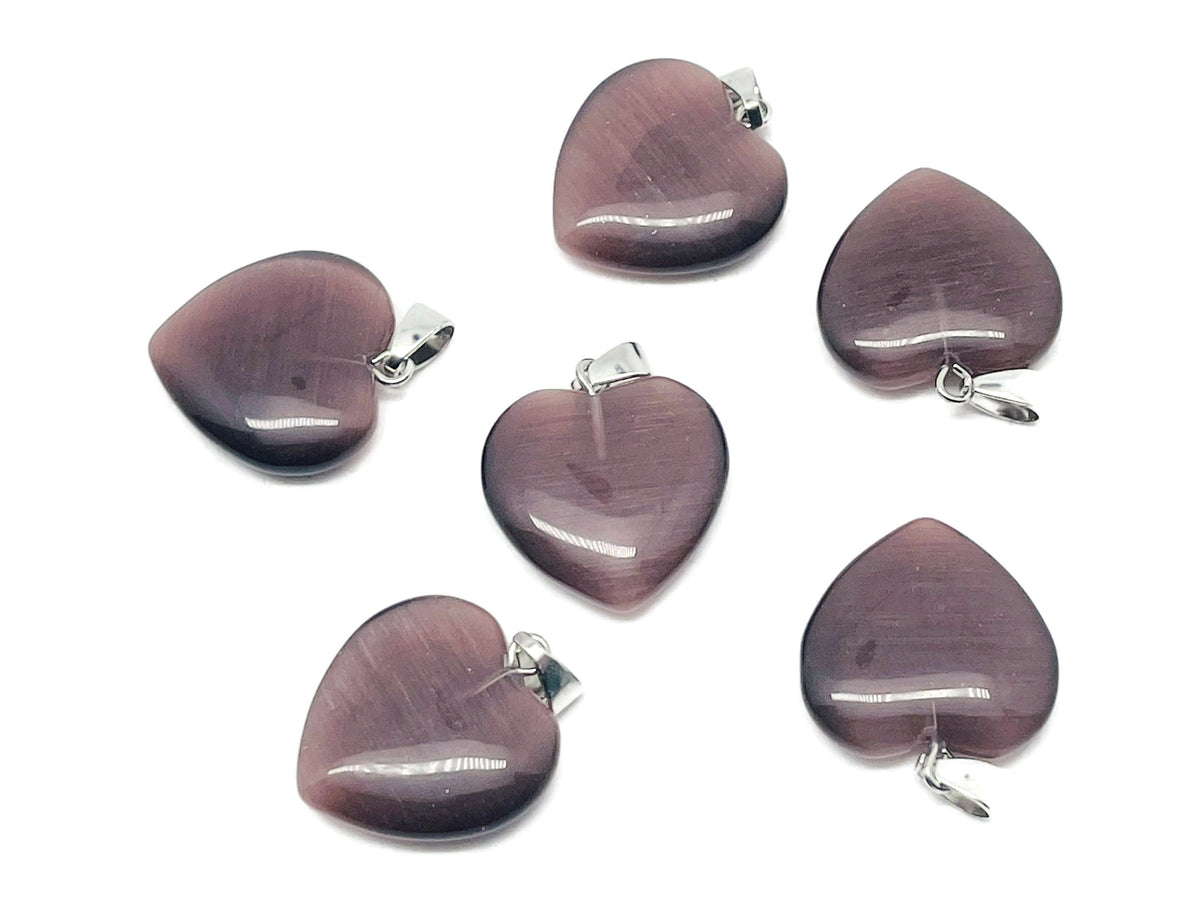Brown cats eye heart pendant with crystal accents from GemstoneGO, showcasing a mini healing gemstone jewelry piece.