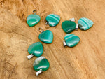 Green agate heart pendant by GemstoneGO featuring a polished mini crystal design for healing and jewelry.