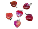 Pink agate heart pendant with crystals, showcasing a mini gemstone pendant for healing and gift-giving by GemstoneGO.