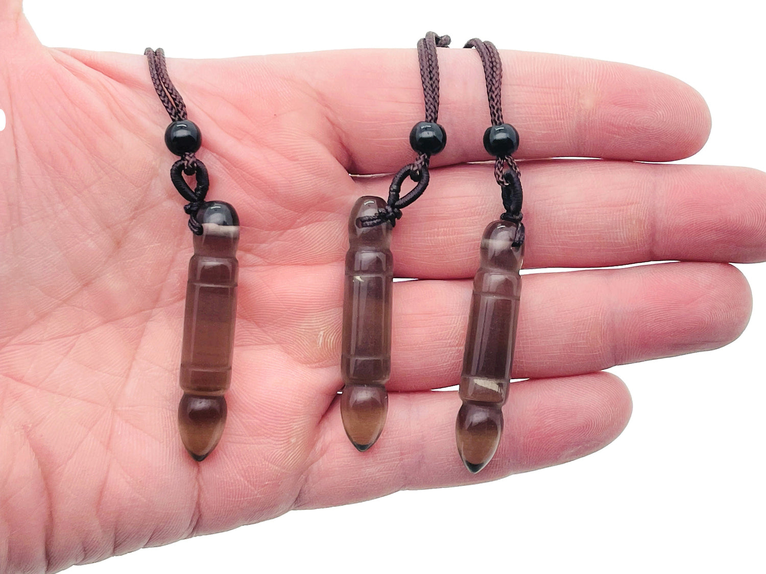 Smoky Quartz Bullet Crystal Necklace - Cord Necklace - NC1235