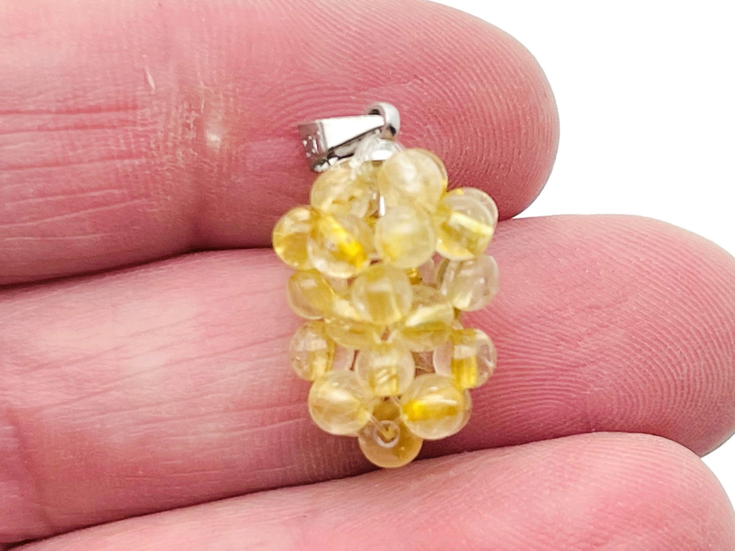 Pendentif raisin en citrine - Boucles d'oreilles raisin en citrine - Raisin en cristal - Cadeaux en cristal - NC1209
