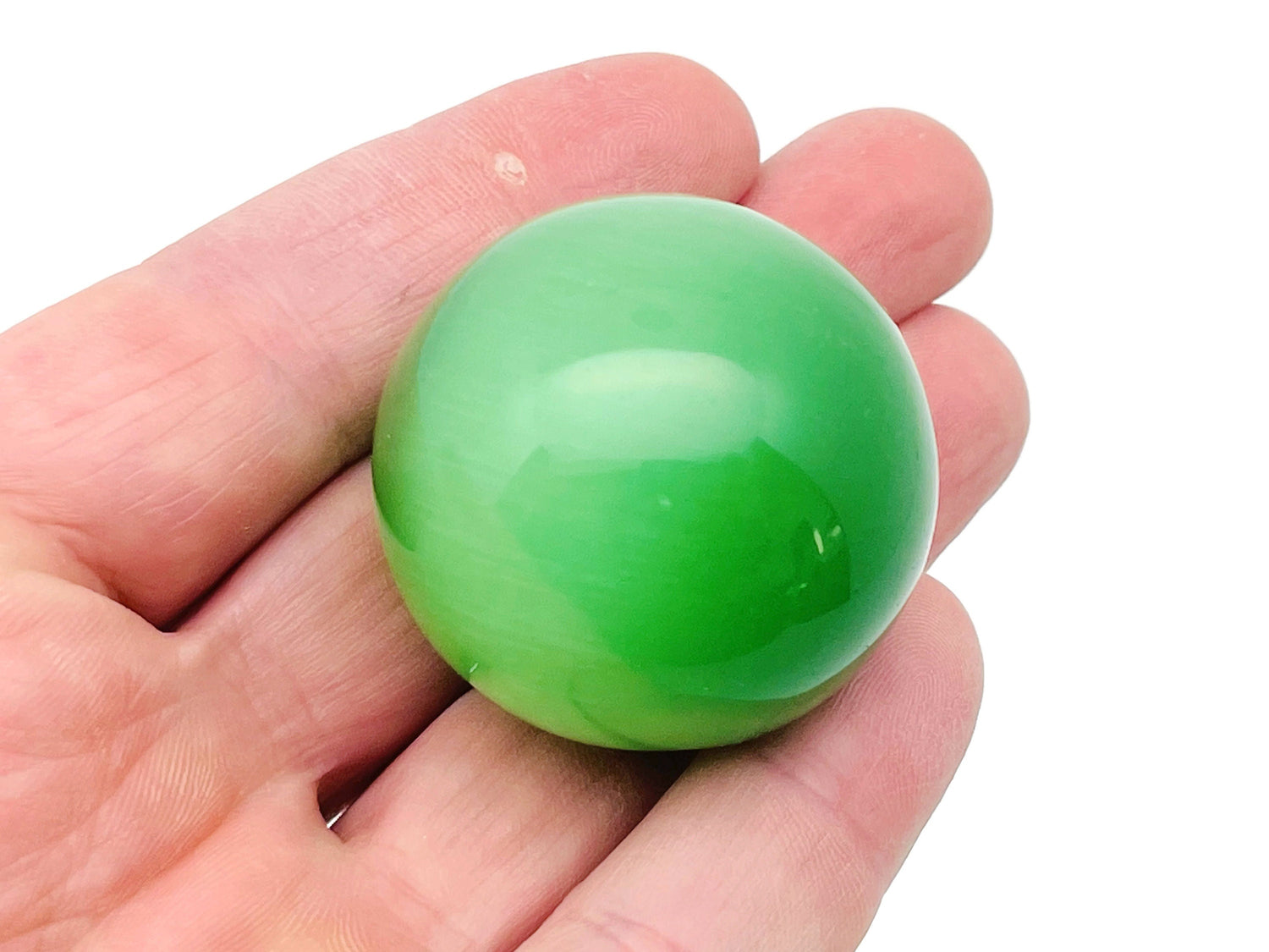 Gema Esférica Ojo de Gato Verde - Bola de Cristal - 40mm - BA1045