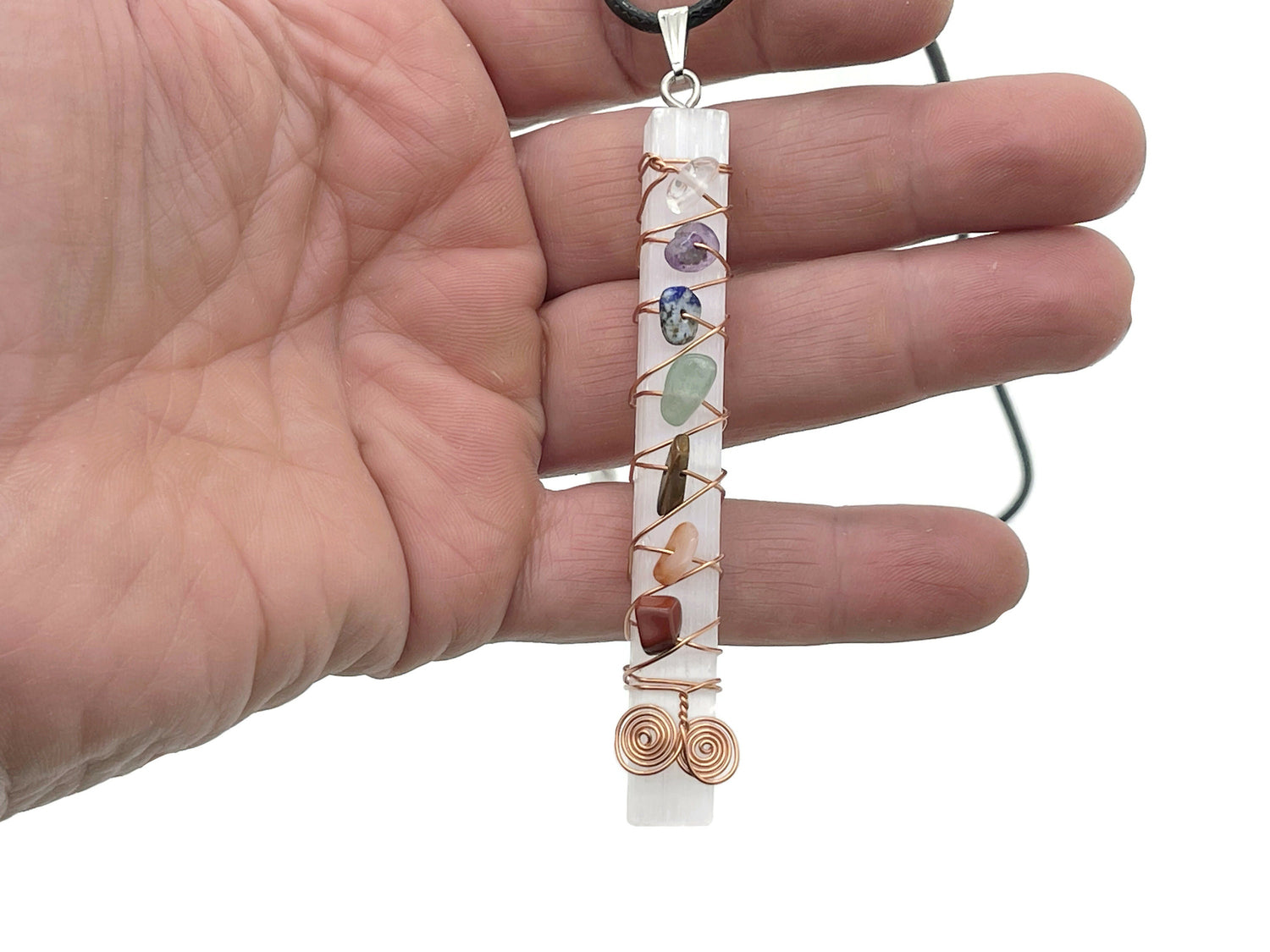 Collar de varitas de selenita natural de 7 chakras - Cristales curativos - Kit de cristales - CH1014