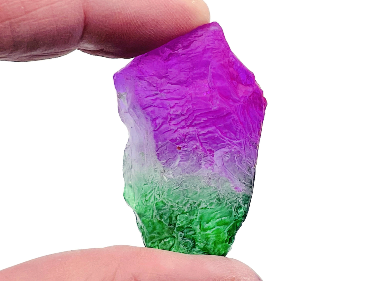 Raw Rainbow Aura Quartz Gemstone - Rough Green-Purple Color Aura - RA1269