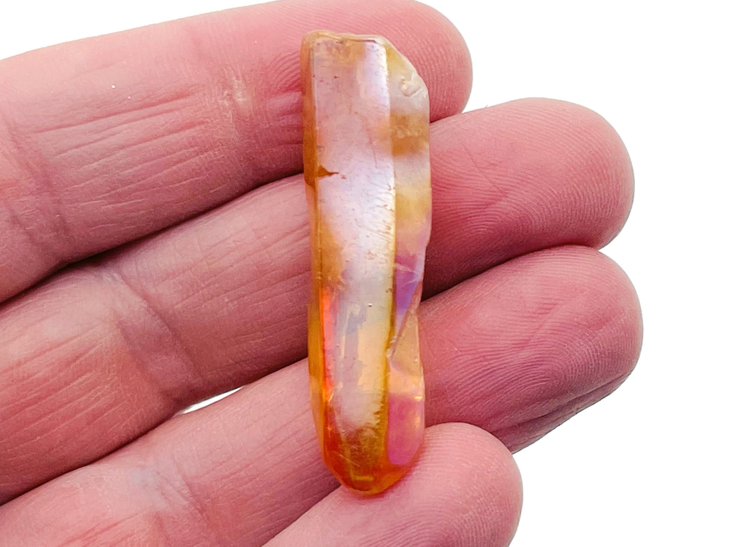 Tangerine Aura Quartz Point Gemstone - Orange Aura Stone - RA1235