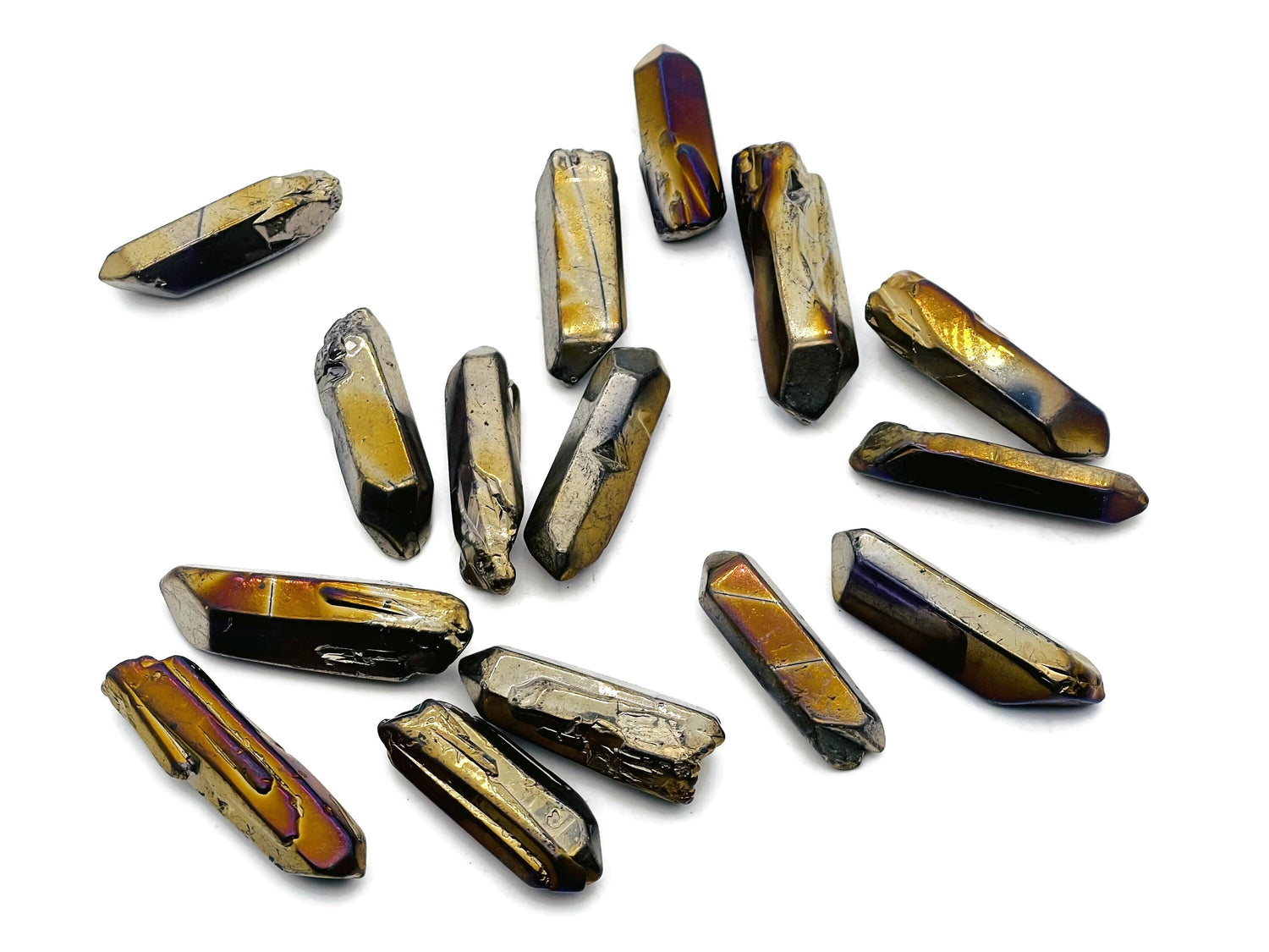 Gold Titanium Aura Quartz Point Gemstone - Raw Stone - RA1236