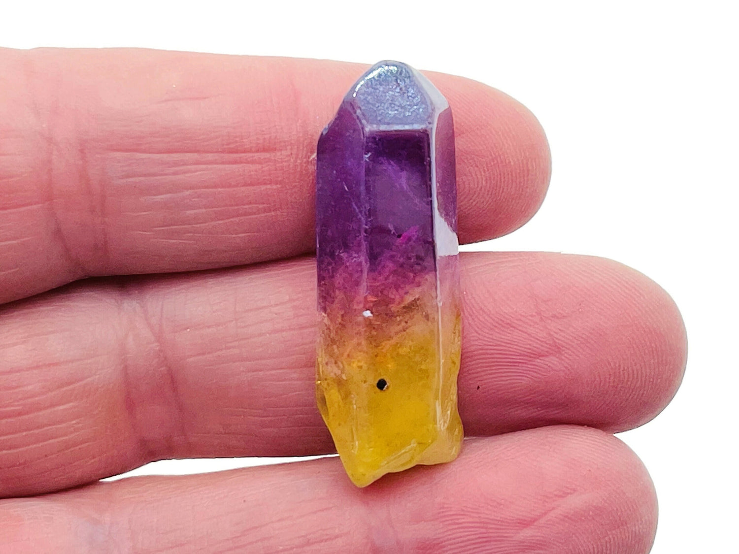 Rainbow Aura Quartz Point Gemstone - Purple-Yellow Aura Stone - RA1238