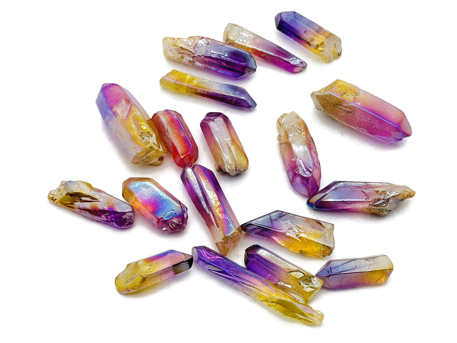 Rainbow Aura Quartz Point Gemstone - Purple-Yellow Aura Stone - RA1238