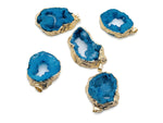 Blue agate geode druzy slice crystal pendant with natural gemstone texture, handcrafted by GemstoneGO.