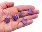 Purple agate heart geode druzy slice pendant featuring natural gemstone with sparkling crystal details, crafted by GemstoneGO.