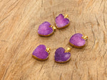 Purple agate heart geode pendant with druzy crystal details, featuring a natural gemstone design from GemstoneGO.