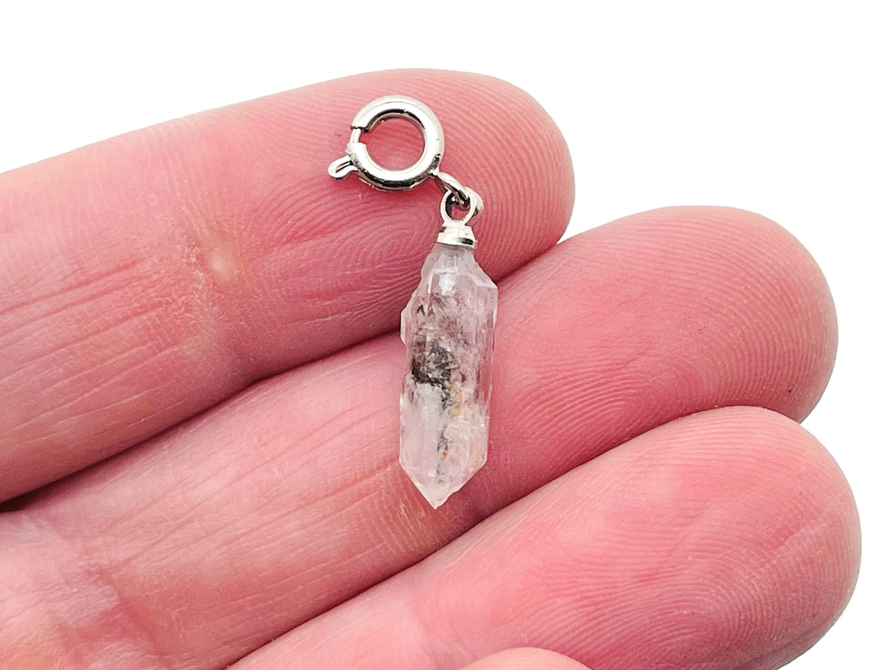 Herkimer Diamond crystal pendant featuring a natural gemstone set in a jewelry-making design, perfect for birthstone jewelry creation.