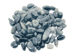 Black strawberry quartz crystal chips, semi-tumbled gemstone, 7-18mm, bulk selection, natural stone for jewelry or crafts.
