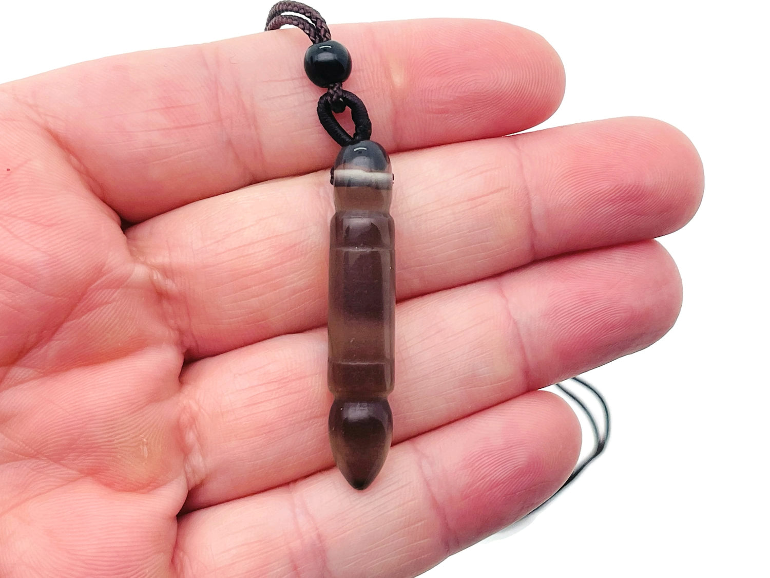Smoky Quartz Bullet Crystal Necklace - Cord Necklace - NC1235