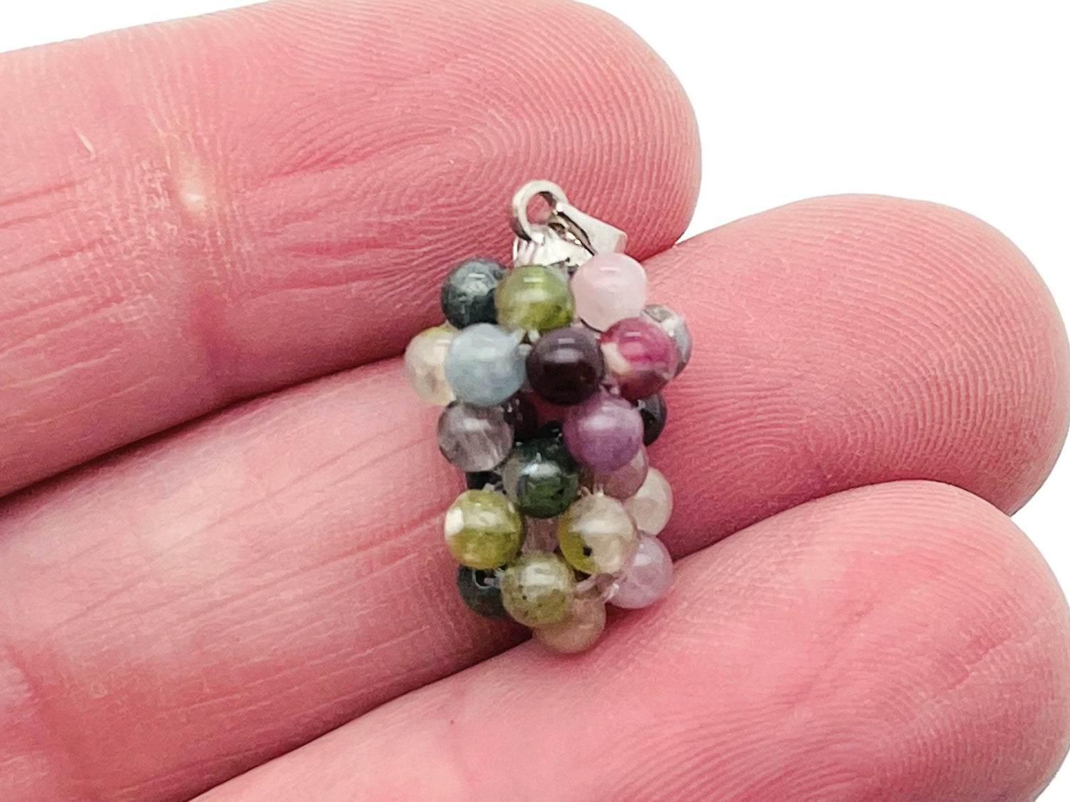 Pendentif raisin en tourmaline arc-en-ciel - Boucles d'oreilles raisin en tourmaline arc-en-ciel - Raisin en cristal - Cadeaux en cristal - NC1206