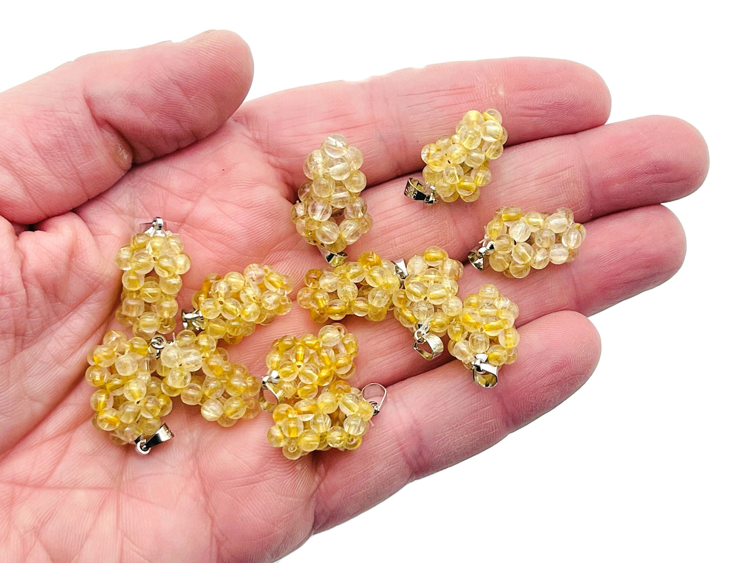 Pendentif raisin en citrine - Boucles d'oreilles raisin en citrine - Raisin en cristal - Cadeaux en cristal - NC1209