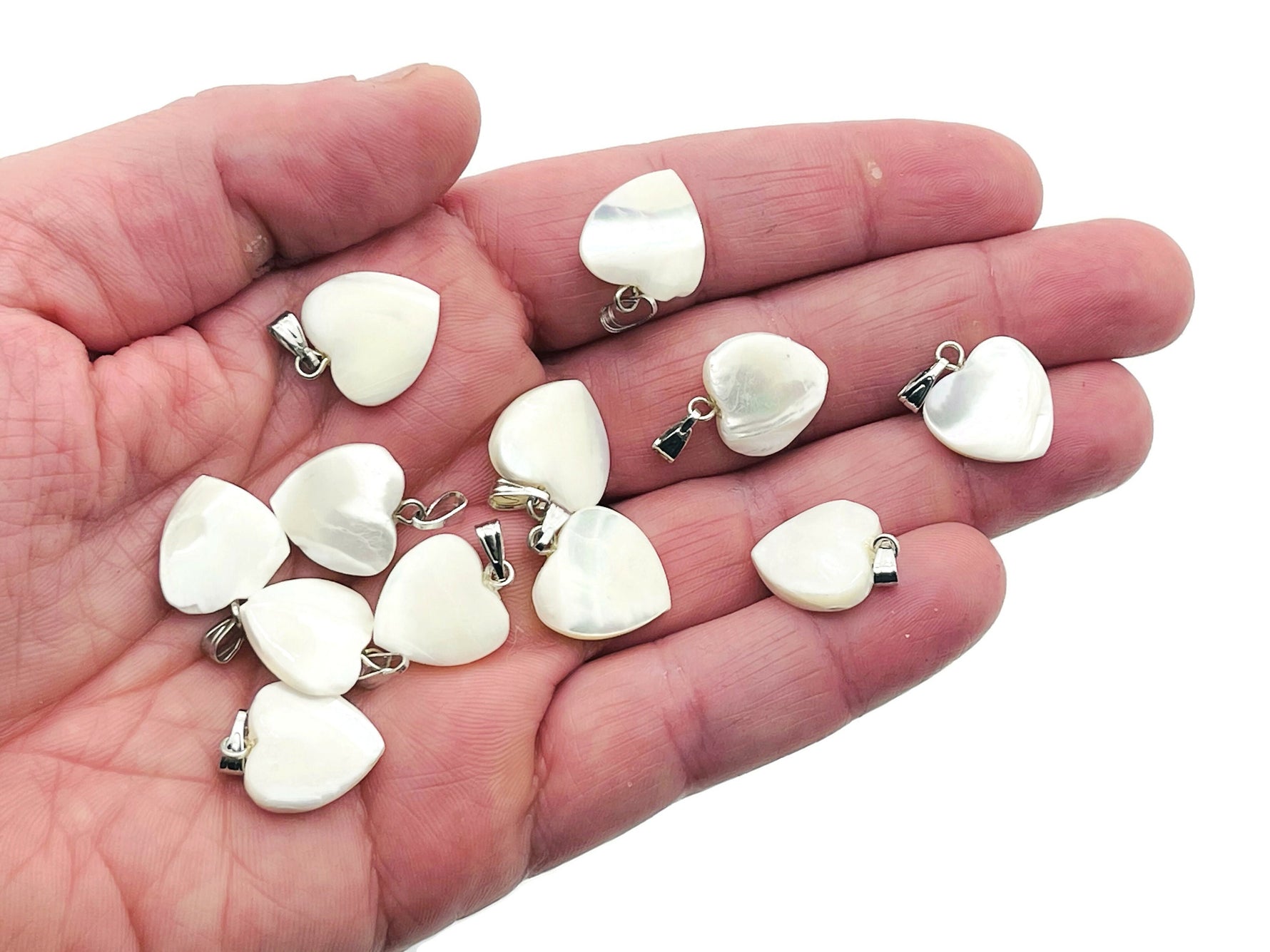 Natural pearl heart pendant with mini crystal accent, gemstone jewelry by GemstoneGO featuring elegant, shiny pearl and crystal details.