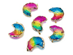 Rainbow Aura Moon Crystal pendant in blue, yellow, and pink hues from GemstoneGO, featuring a polished loose crystal.