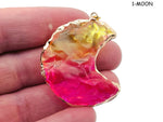 Rainbow Aura Heart Crystal pendant featuring moon, star, and heart shapes from GemstoneGO, showcasing vibrant, iridescent crystal details.