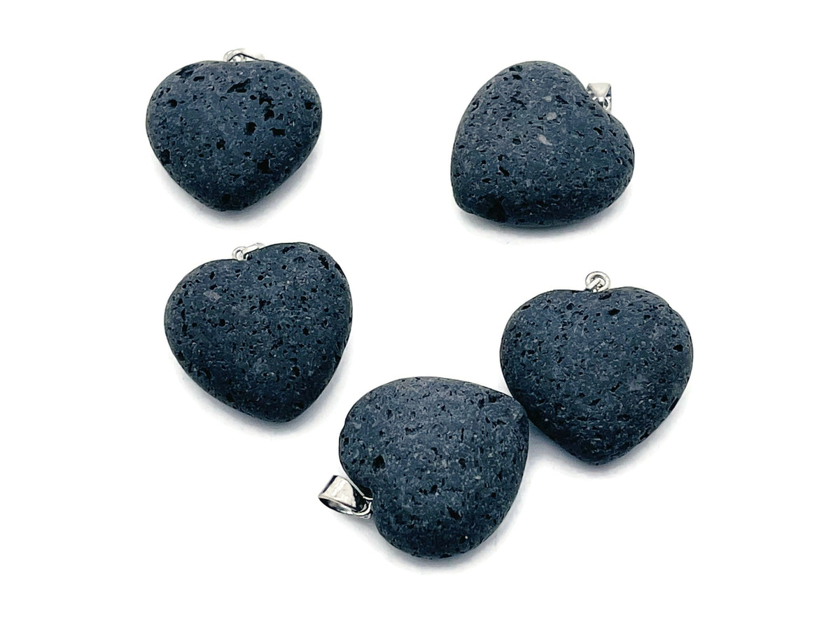 Lava Heart Pendant with gemstone, featuring a spiritual stone design from GemstoneGO, against a neutral background.