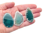 Agate slice drilled pendant with natural geode crystal, gemstone jewelry making, colorful agate slice with drilled hole for necklace.