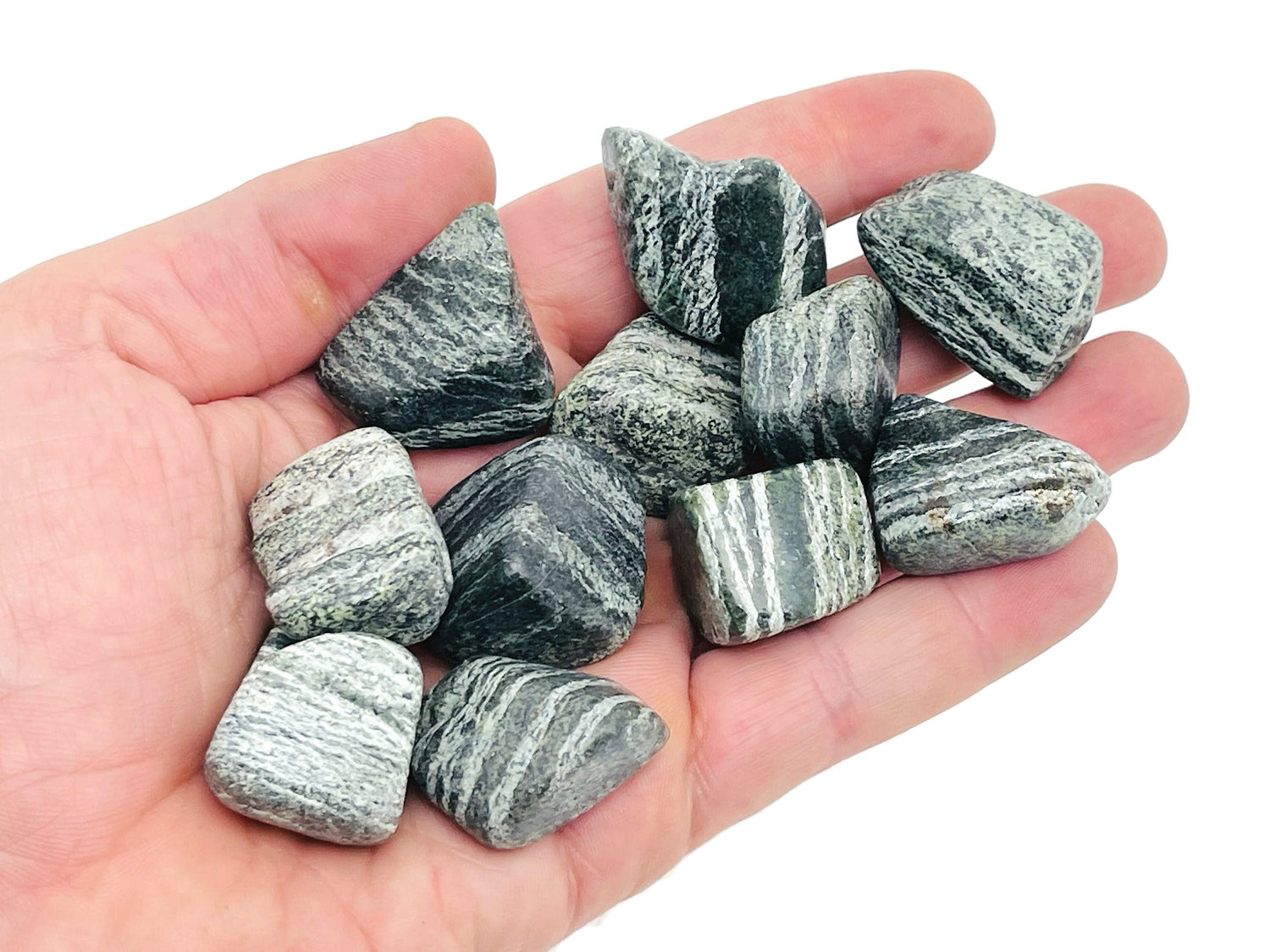 Calcite zébrée verte roulée ?€? Pierre précieuse Calcite zébrée ?€? Pierre de calcite ?€? Pierre en vrac ?€? TU1265