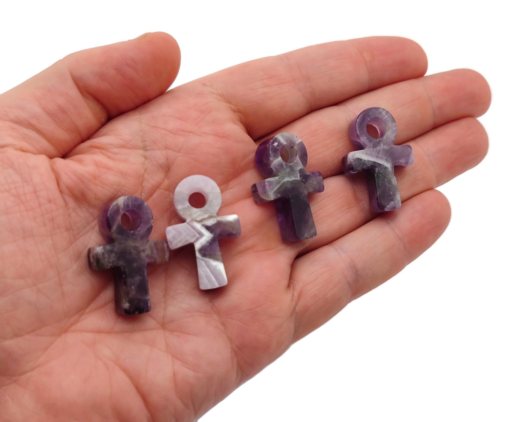 Amethyst Anka crystal carving from GemstoneGO, 30mm gemstone gemstone ankh symbol, detailed purple amethyst gemstone design.