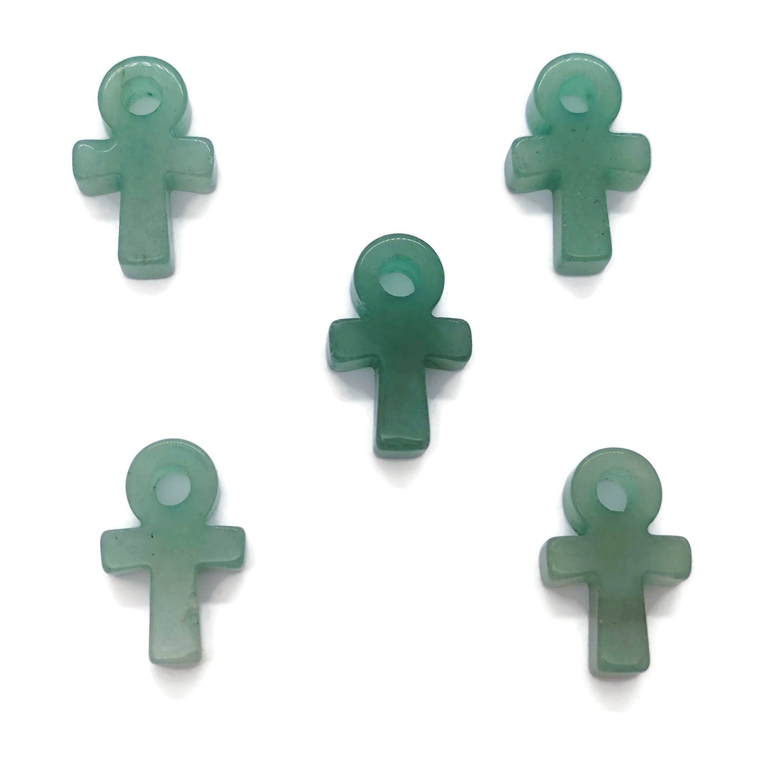 A 30mm Aventurine Anka crystal carving featuring a gemstone ankh symbol, displayed on a plain background.