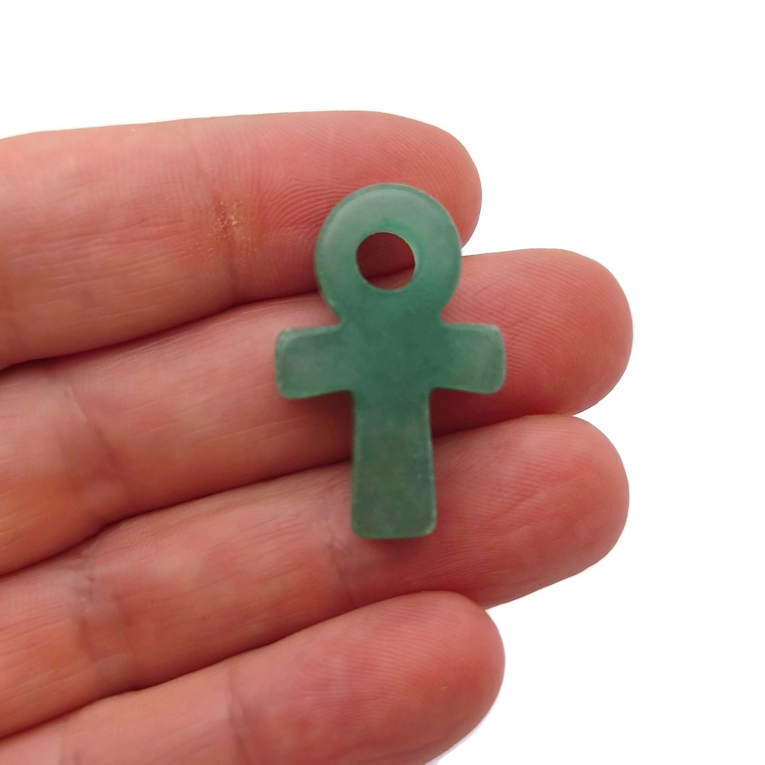 A 30mm Aventurine Anka crystal carving by GemstoneGO, showcasing a detailed gemstone Ankh symbol on a smooth surface.