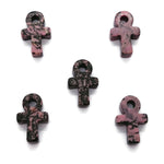 Rhodonite Anka crystal carving, 30mm gemstone Ankh pendant with pink and black hues, from GemstoneGO.