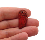 Red Jasper angel wing crystal pendant with hole charm, featuring detailed gemstone angel wing design from GemstoneGO.