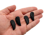 Obsidian angel wing crystal pendant with hole charm, featuring detailed angel wing design on black gemstone, by GemstoneGO.