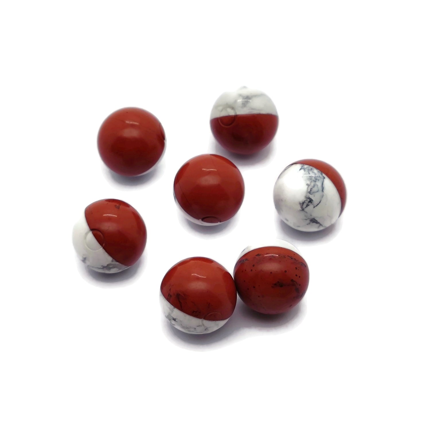 PokeBall Sphere Gemstone  - Howlite with Red Jasper - Crystal Ball - 20mm - SP1137