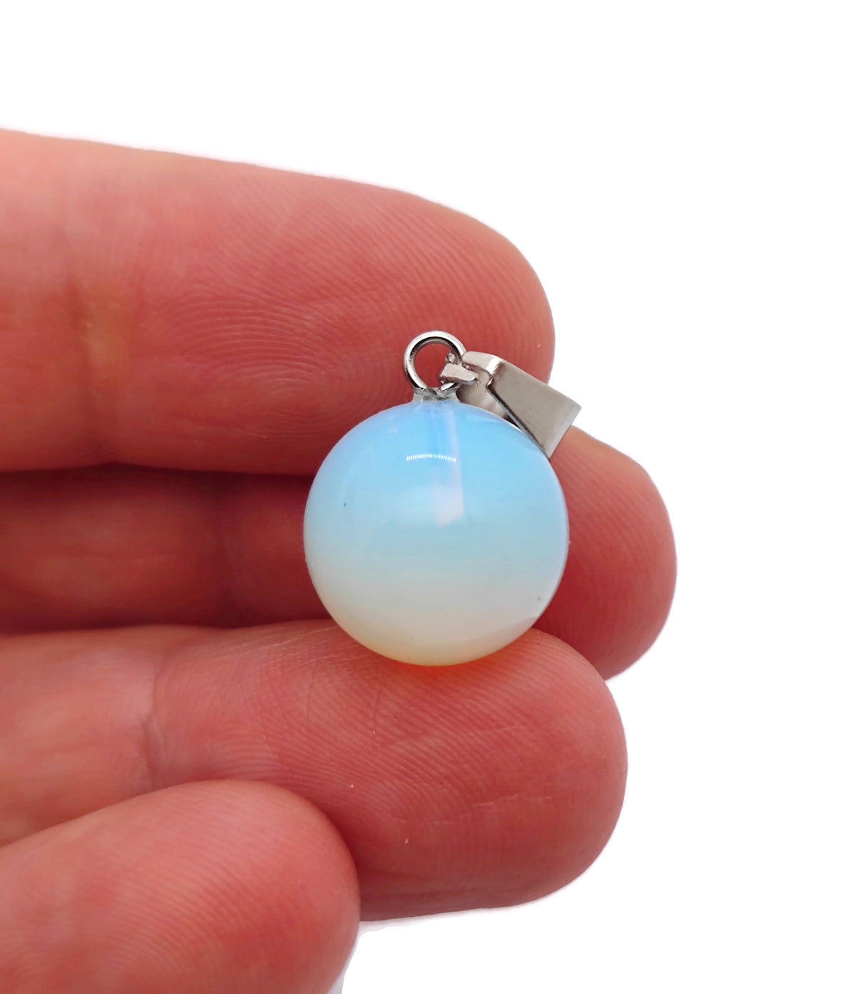 Opalite crystal ball pendant from GemstoneGO, round gemstone jewelry making piece with smooth polished surface.
