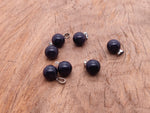 Blue Goldstone crystal ball pendant, round jewelry making gemstone by GemstoneGO, smooth polished blue and gold sparkle bead