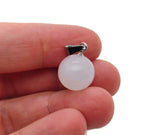 White agate crystal ball pendant with smooth round shape, ideal for jewelry making, by GemstoneGO.