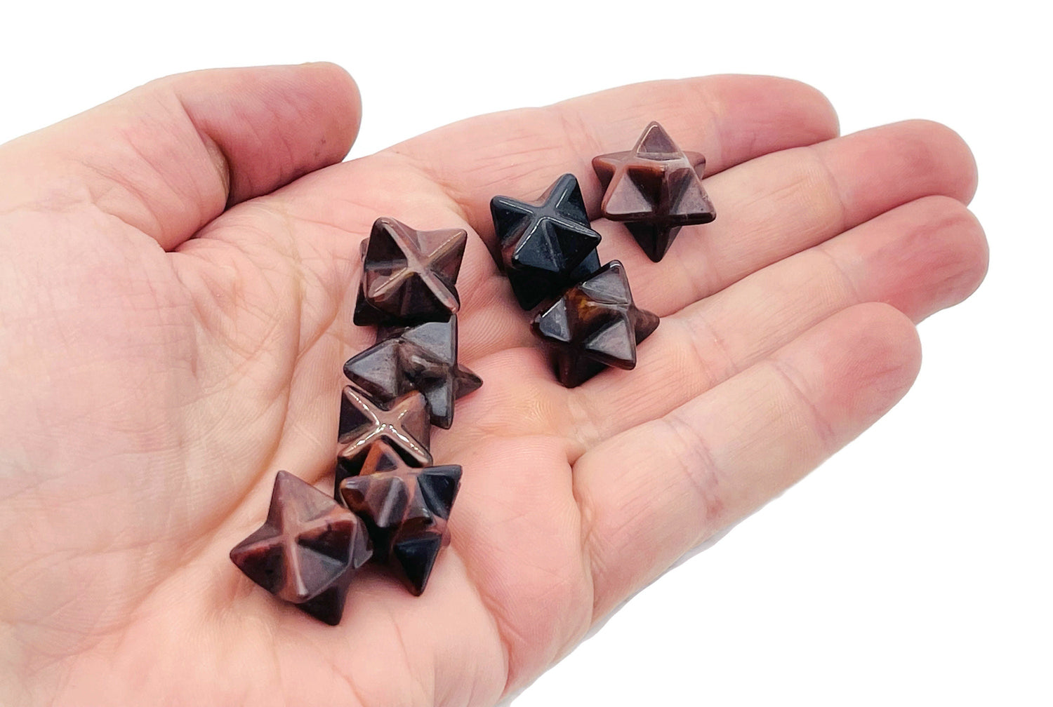 Red Tiger Eye Merkaba Star Crystal - Reiki Healing - 13mm - ME1023