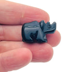 Handmade 30mm crystal gemstone rhino animal figure, carved by GemstoneGO, showcasing detailed craftsmanship and vibrant colors.