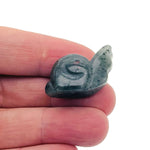 Handmade carved crystal snail animal figure, 30mm size, with colorful gemstone details from GemstoneGO.